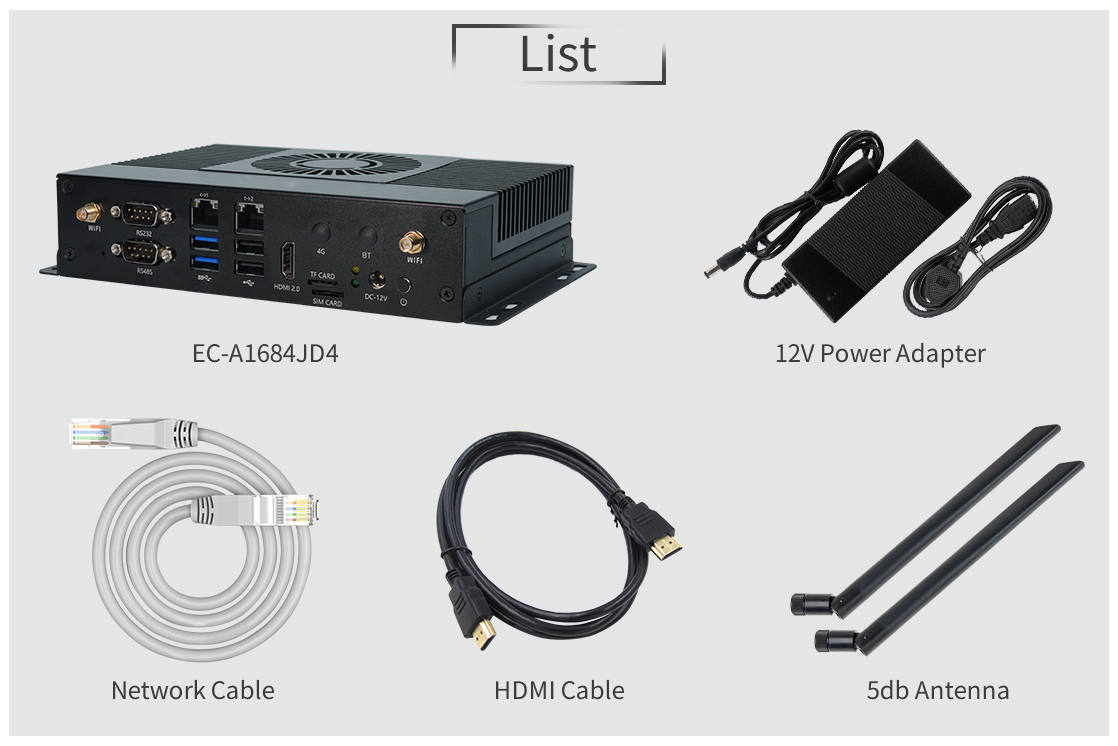 EC-A1684JD4 AI edge computing Box 17.6Tops High Computing Power AI Bit ...