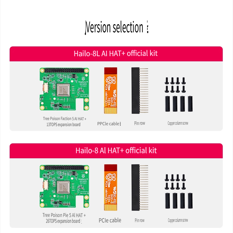 Raspberry Pi-5 Hailo-8L Extension Board AI Acceleration Module Kit PCIe M.2 HAT+ Raspberry Pi-5 Hailo-8L Extension Board AI Acceleration Module Kit PCIe M.2 HAT+